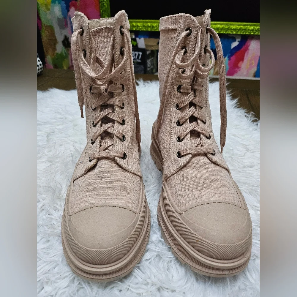 Free People Camp Out Canvas Lace-Up Combat Boots - Picture 2 of 5